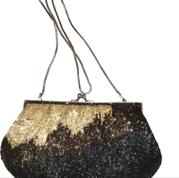 Majesty Line by ALBERTARIO Vintage Beaded Gold  Brown Clutch Purse - Picture 5 of 6